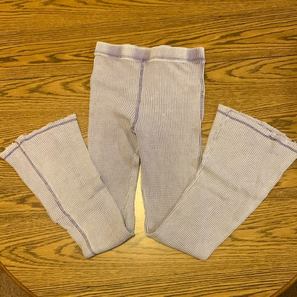 Lilac Washed Waffle Knit Flare Pants - Picture 1 of 2